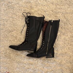Etienne Aigner Black Lace Up Boots with Zipper